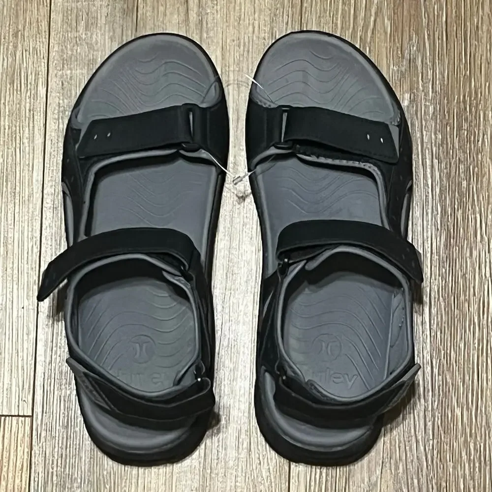 NWOT Hurley ODESSA Black/Gray Sport Strap Sandals Men's Size 10M Hiking Outdoors